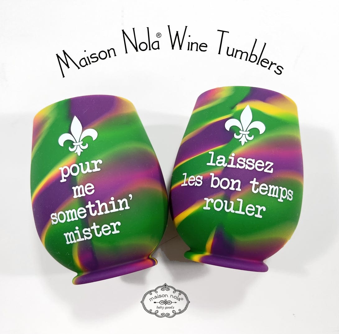 MSN - Maison Nola Maison Nola Mardi Gras "Laissez Les Bon Temps Rouler" Silicone Wine Tumbler - Little Miss Muffin Children & Home