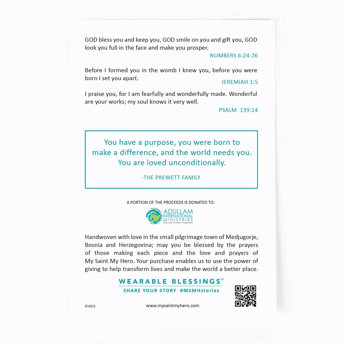 My Saint My Hero My Saint My Hero Family Virtues Wonderfully Made Purpose Bracelet - Little Miss Muffin Children & Home