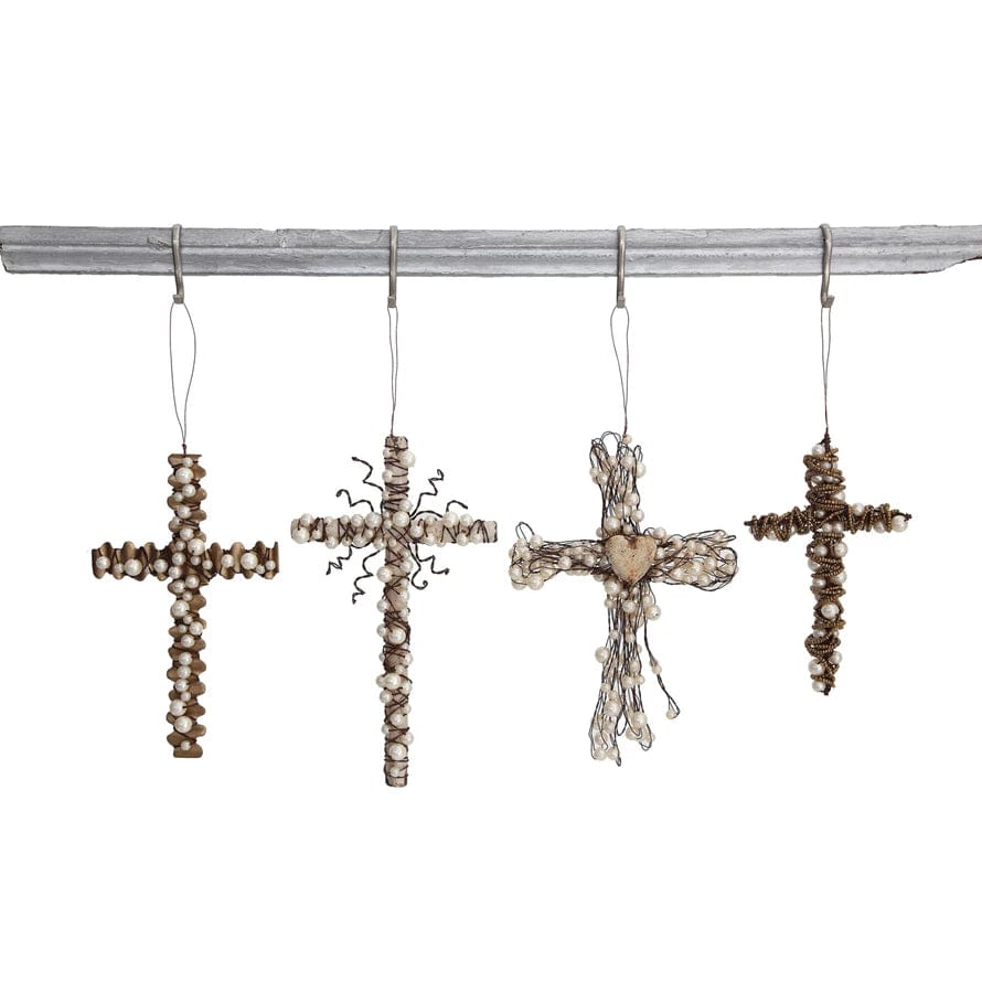 CCO - Creative Co-op Creative Co-op Wire Cross With Beads Ornament - Little Miss Muffin Children & Home