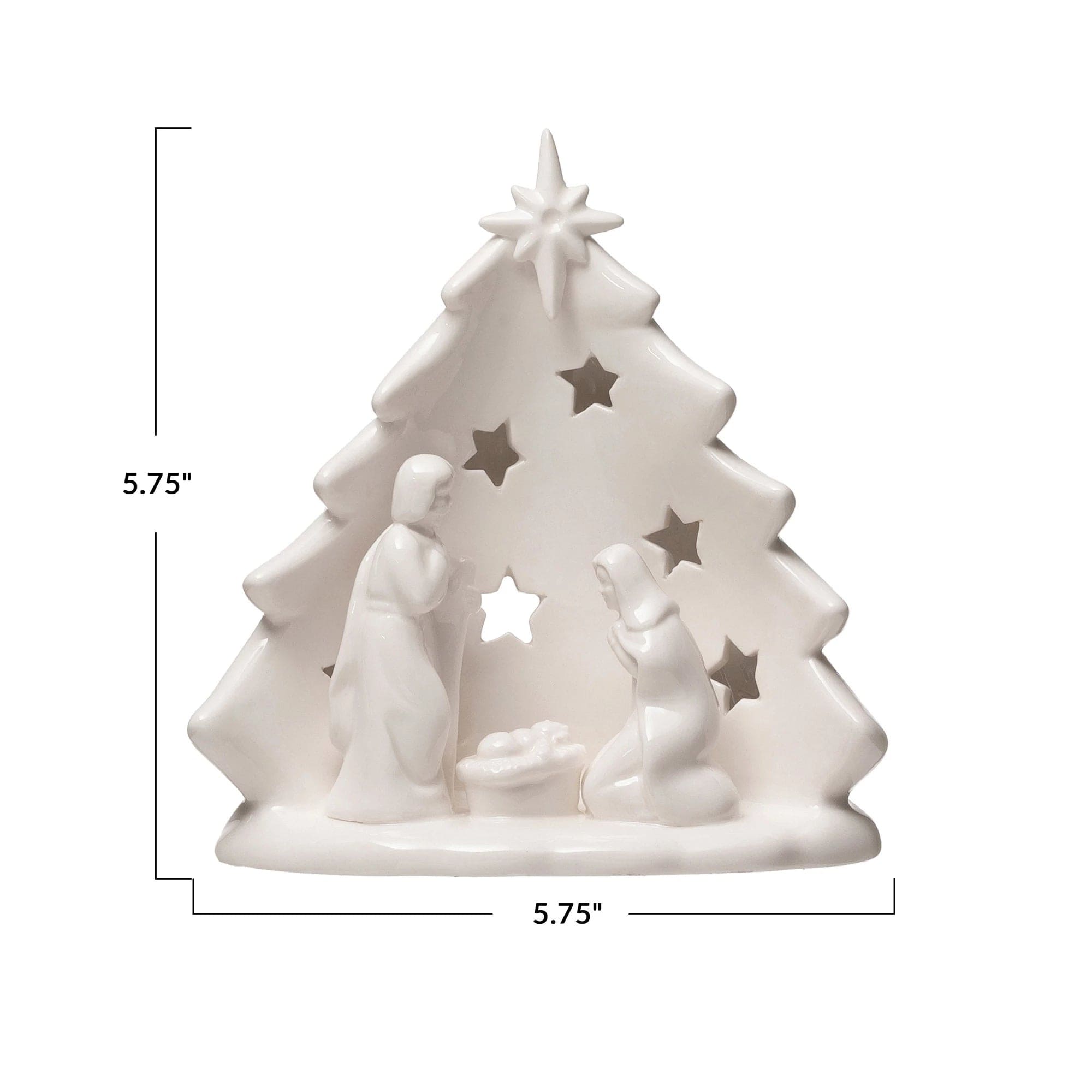 CCO - Creative Co-op Creative Co-op Stoneware Holy Family With Tree - Little Miss Muffin Children & Home