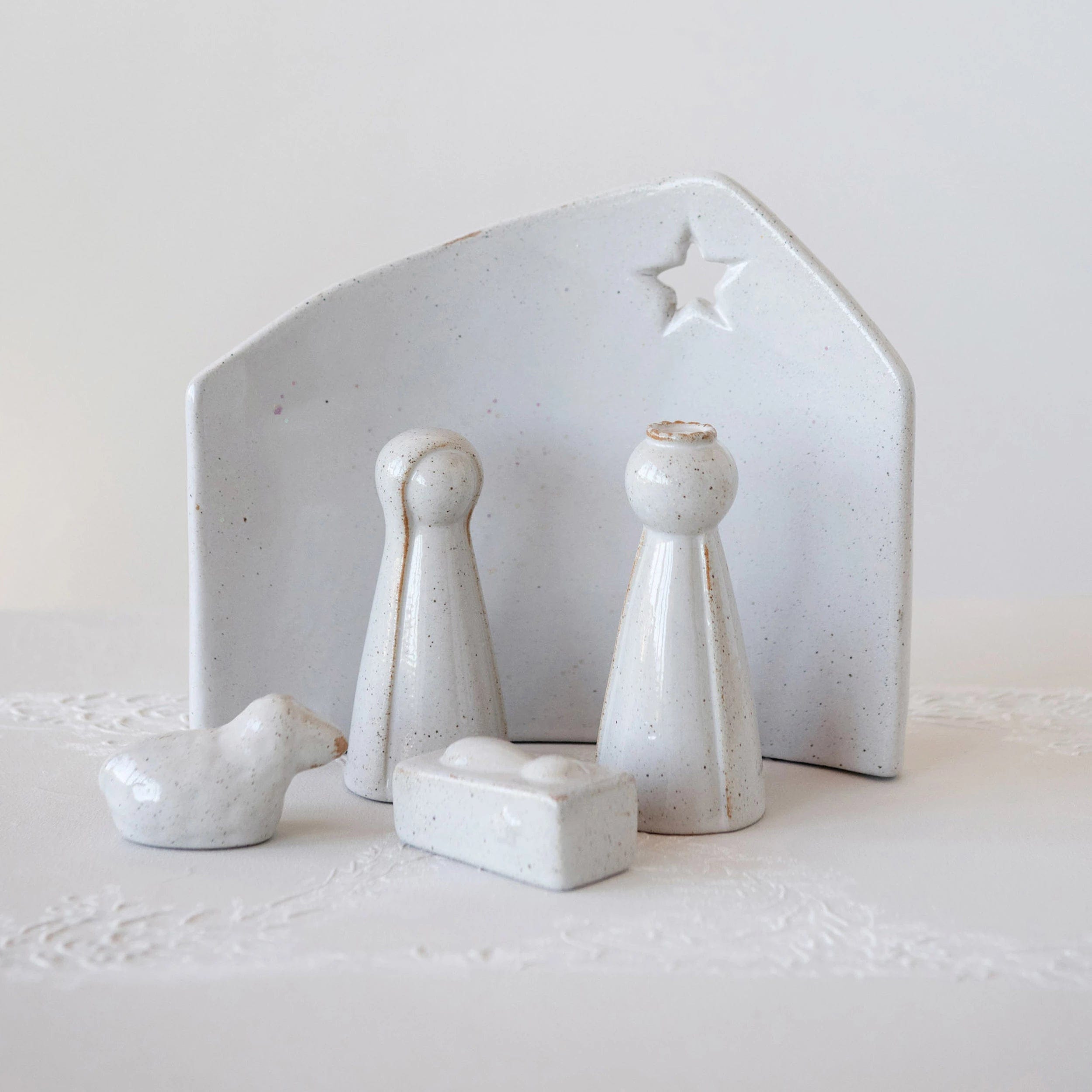 CCO - Creative Co-op Creative Co-op Stoneware Nativity with Glaze - Little Miss Muffin Children & Home