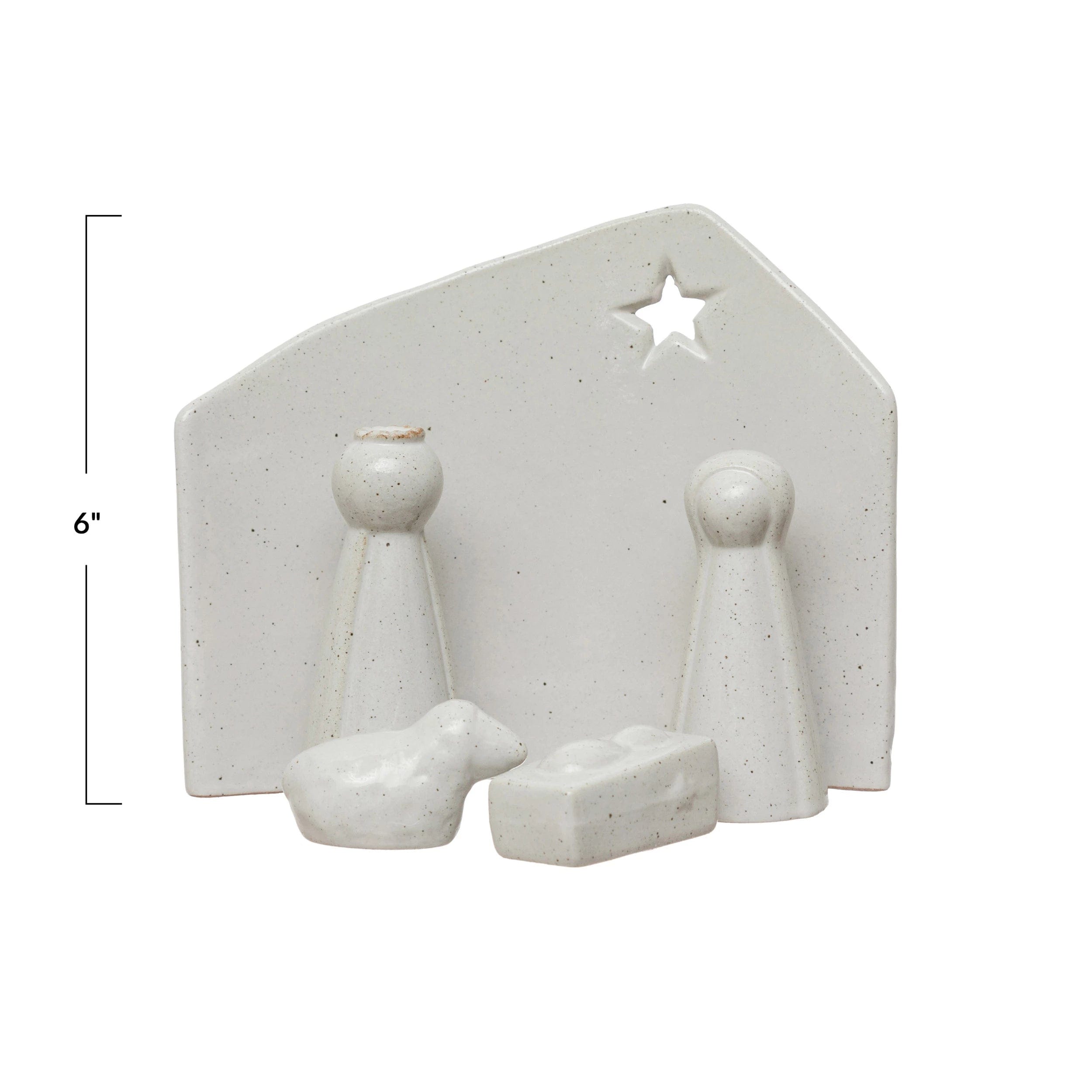 CCO - Creative Co-op Creative Co-op Stoneware Nativity with Glaze - Little Miss Muffin Children & Home
