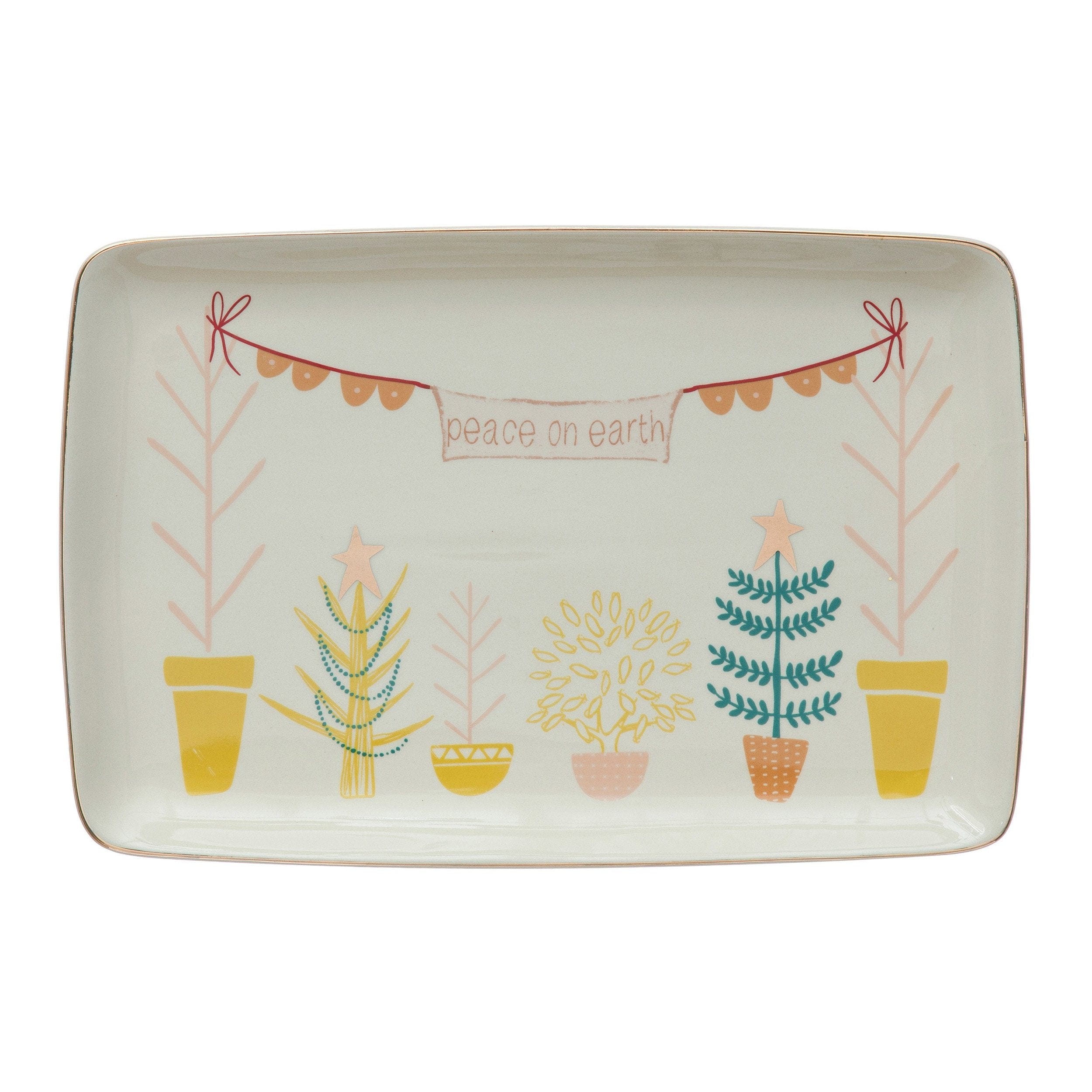 Creative Co-Op Creative Co-op Peace on Earth Platter with Christmas Trees - Little Miss Muffin Children & Home
