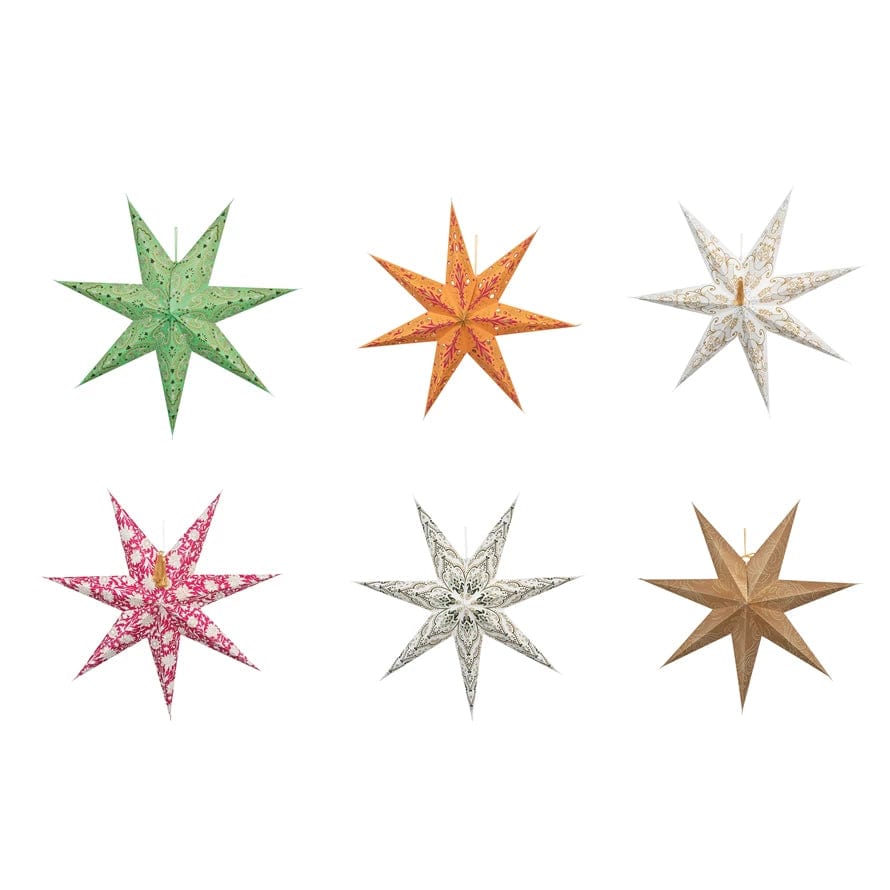 CCO - Creative Co-op Creative Co-op 7-Point Paper Star Ornament - Little Miss Muffin Children & Home