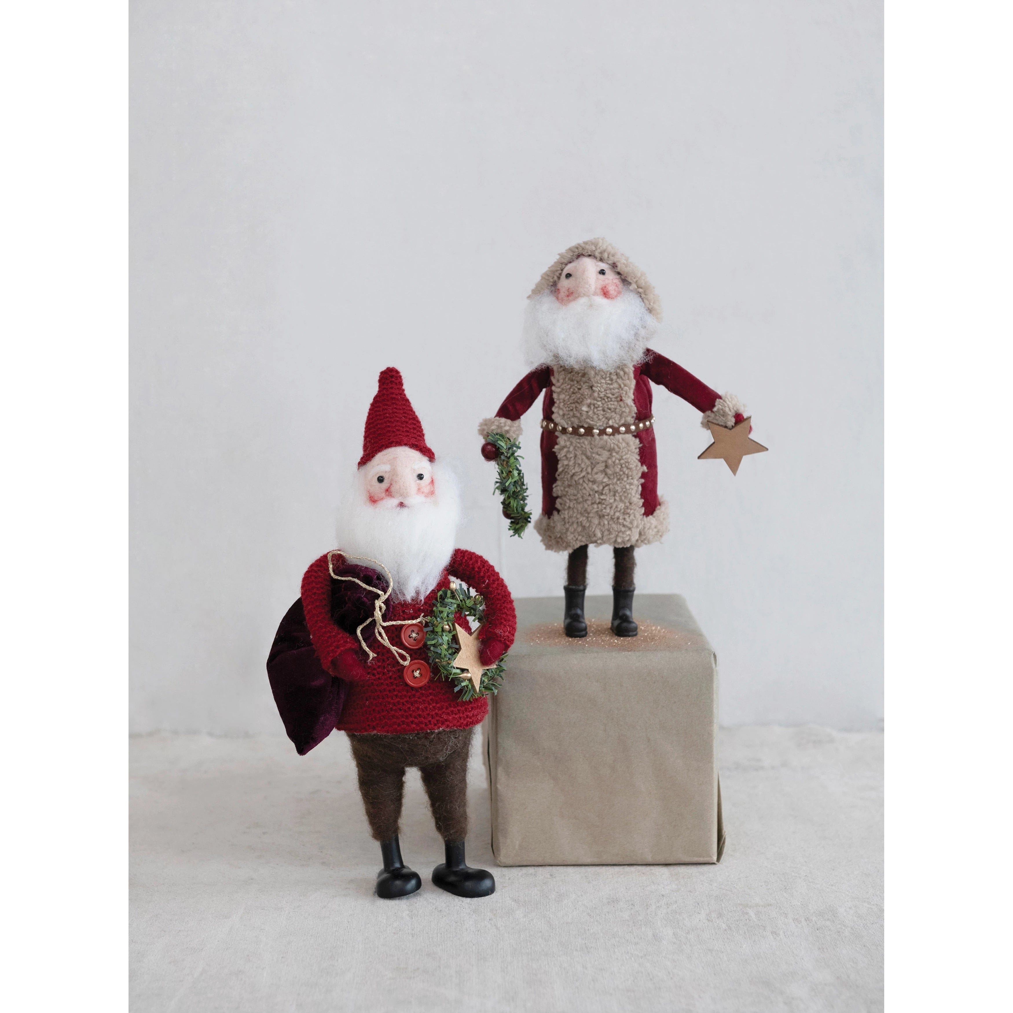 CCO - Creative Co-op Creative Co-op Wool Felt Santa w/ Wreath, Star, & Gift Sack - Little Miss Muffin Children & Home