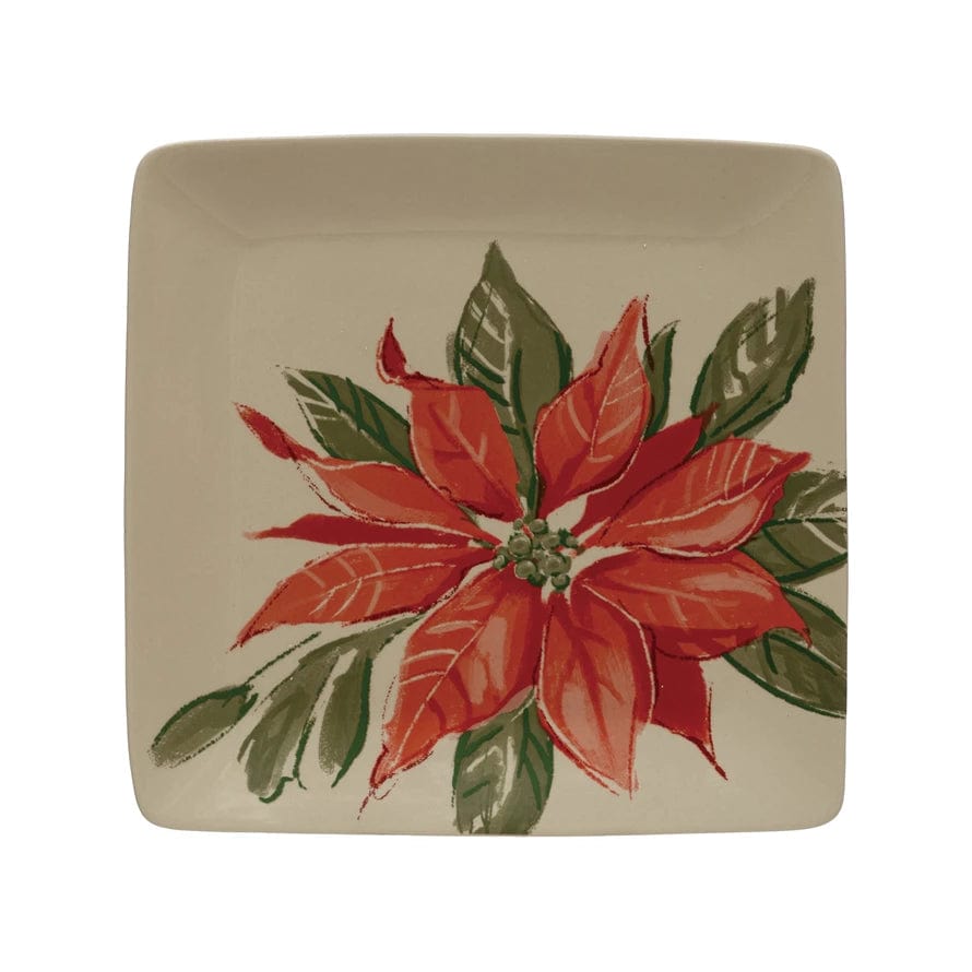 CCO - Creative Co-op Creative Co-op Poinsettia Stoneware Plate - Little Miss Muffin Children & Home