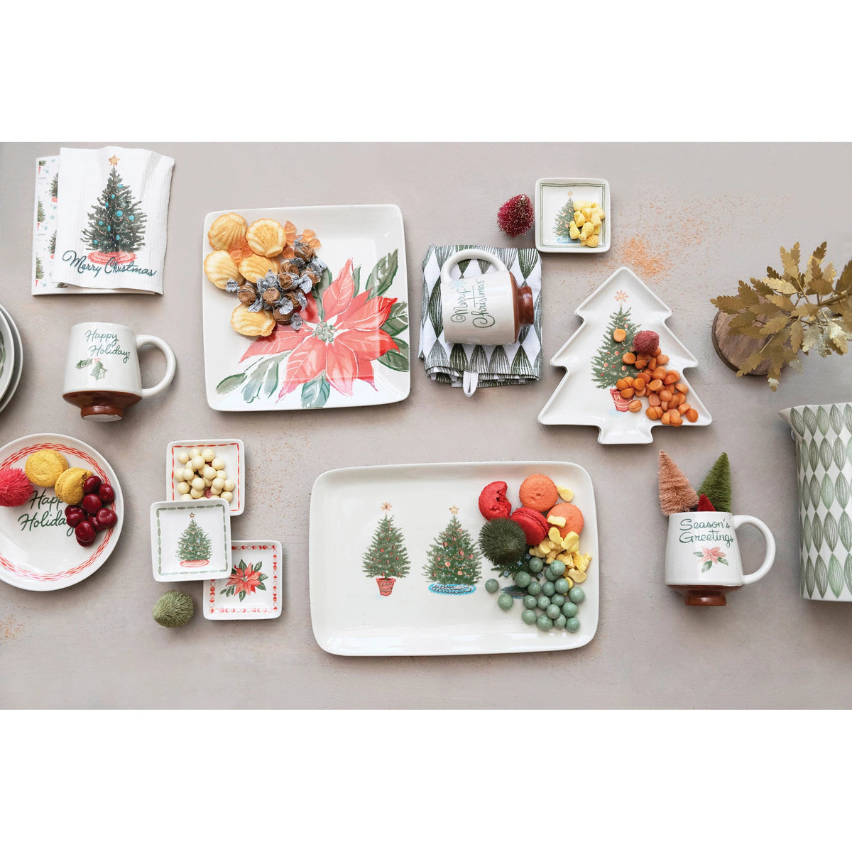 CCO - Creative Co-op Creative Co-op Poinsettia Stoneware Plate - Little Miss Muffin Children & Home