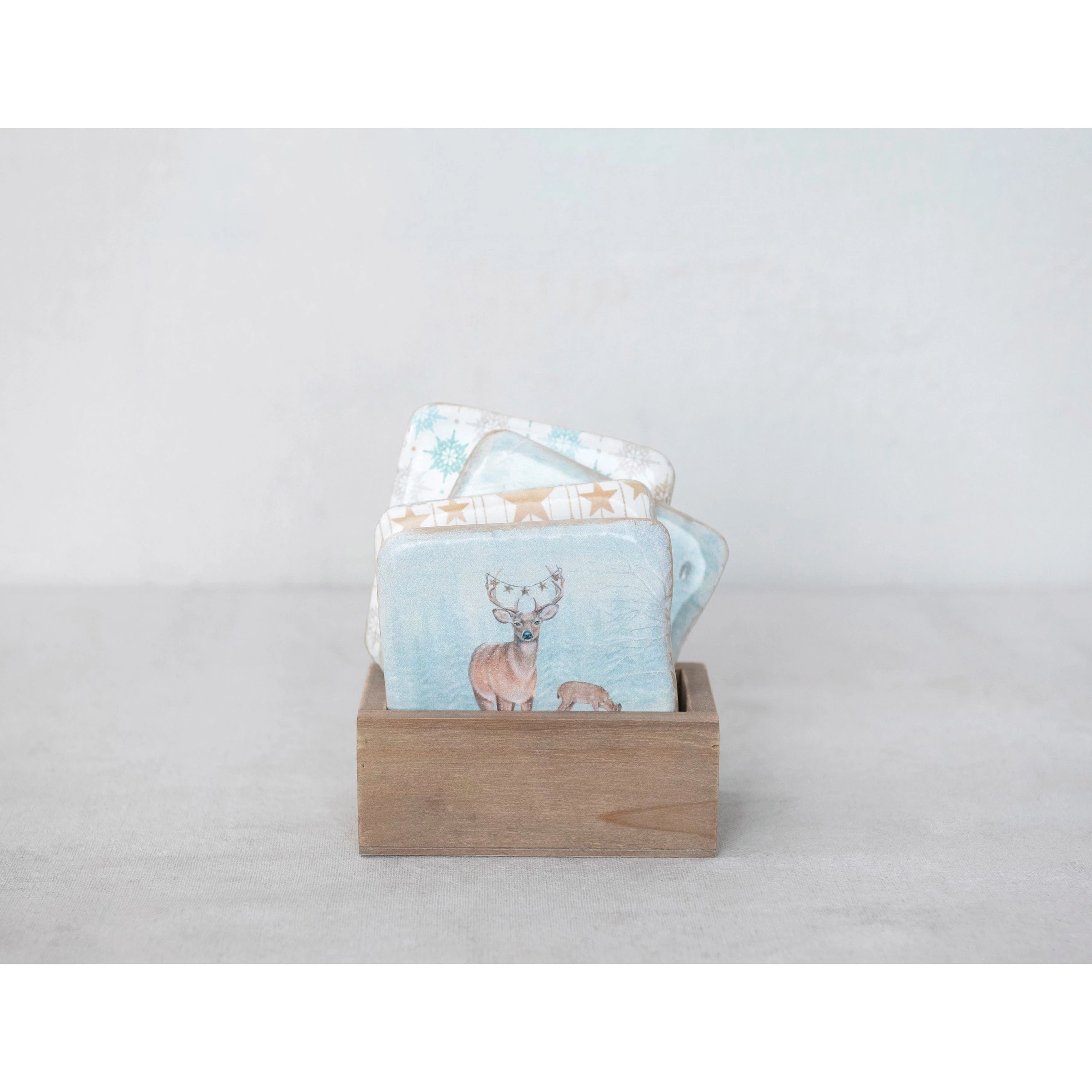 CCO - Creative Co-op Creative Co-op Resin Coasters With Forest Animals - Little Miss Muffin Children & Home