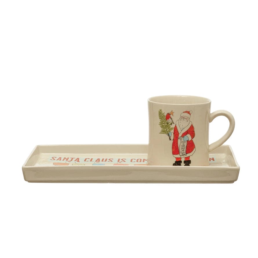 CCO - Creative Co-op Creative Co-op Stoneware Tray & Mug Set 2 - Little Miss Muffin Children & Home