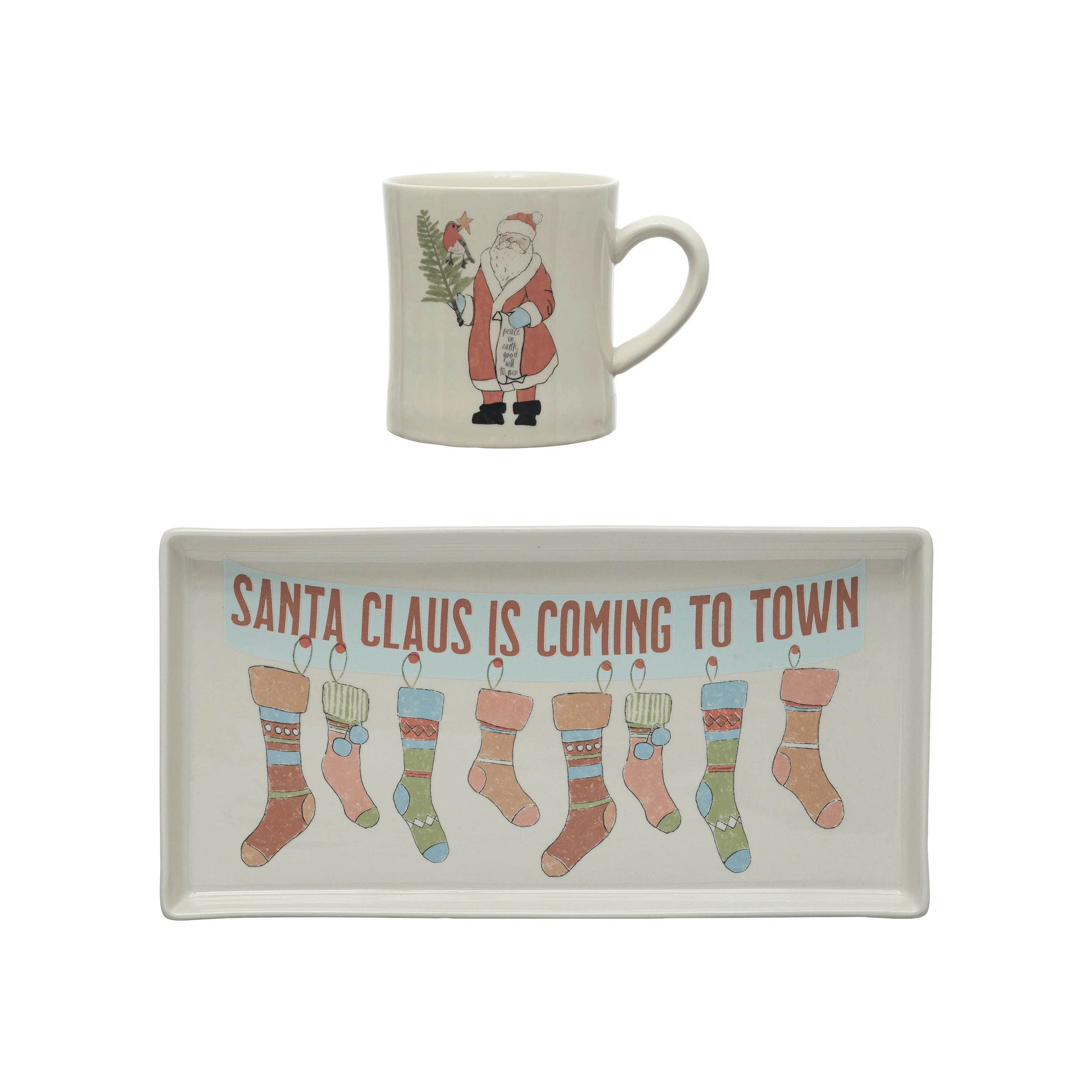 CCO - Creative Co-op Creative Co-op Stoneware Tray & Mug Set 2 - Little Miss Muffin Children & Home