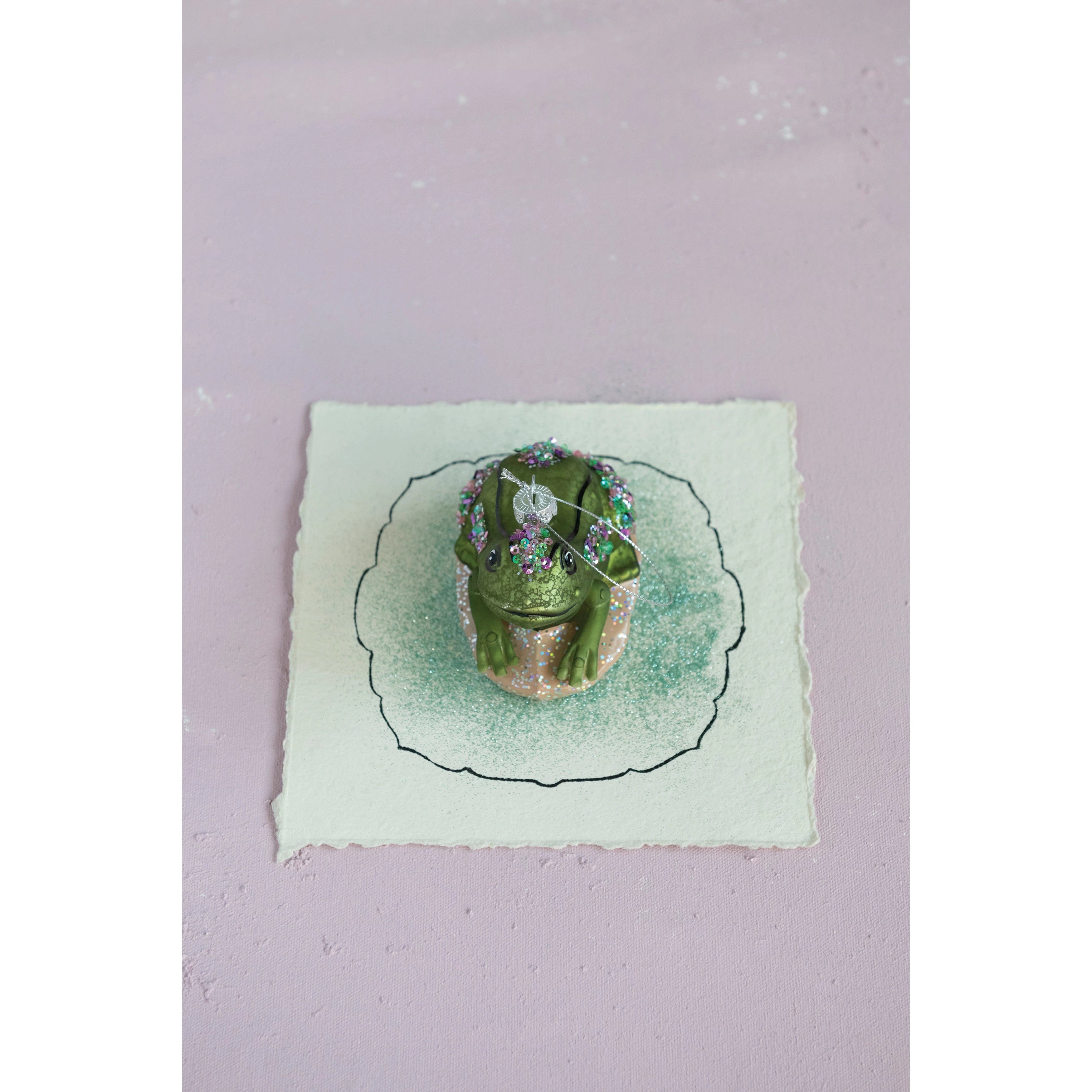 CCO - Creative Co-op Creative Co-op Hand-Painted Glass Frog Ornament - Little Miss Muffin Children & Home