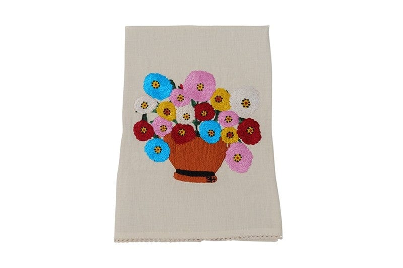 Clementine Hunter, Gitter Gallery Clementine Hunter Zinnias Floral Tea Towel CH6800 - Little Miss Muffin Children & Home